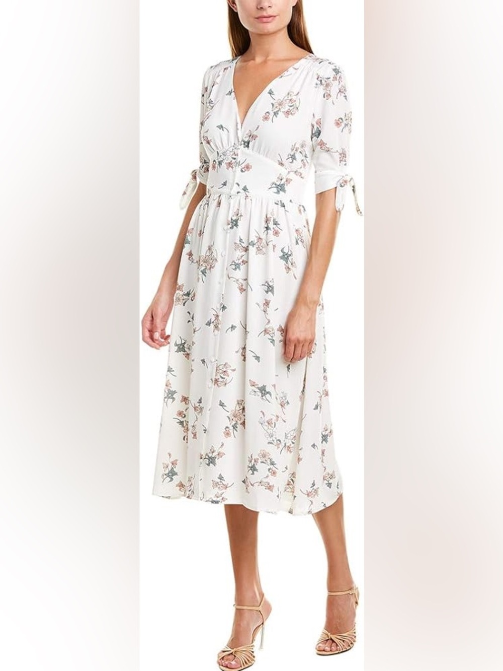 🌸 1.State White Floral Midi Dress